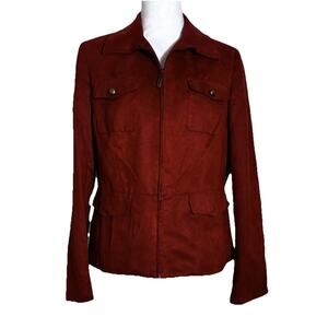 Evan-Picone Women’s Blazer Jacket Size 10 Dark Red Faux Suede Career Wear